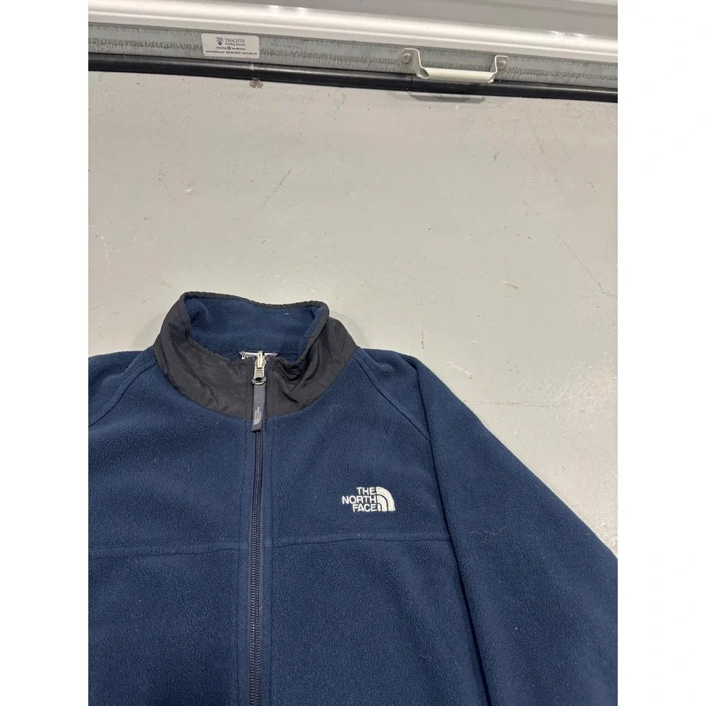 The North Face Mens Navy Blue Full Zip Fleece Jacket XL TG Youth Fits Small/Med